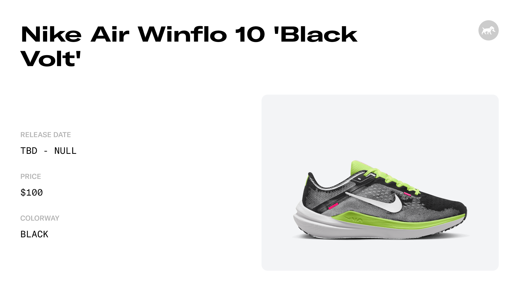 Nike Air Winflo 10 'Black Volt' - FN6825-010 Raffles and Release Date