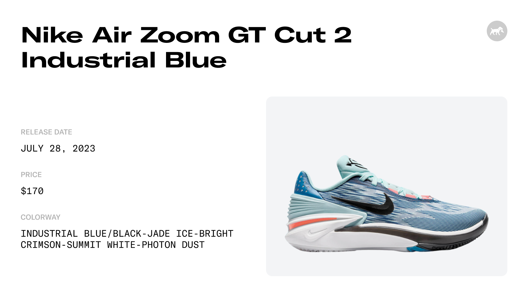Nike Air Zoom GT Cut 2 Industrial Blue - DJ6015-404 Raffles and Release ...