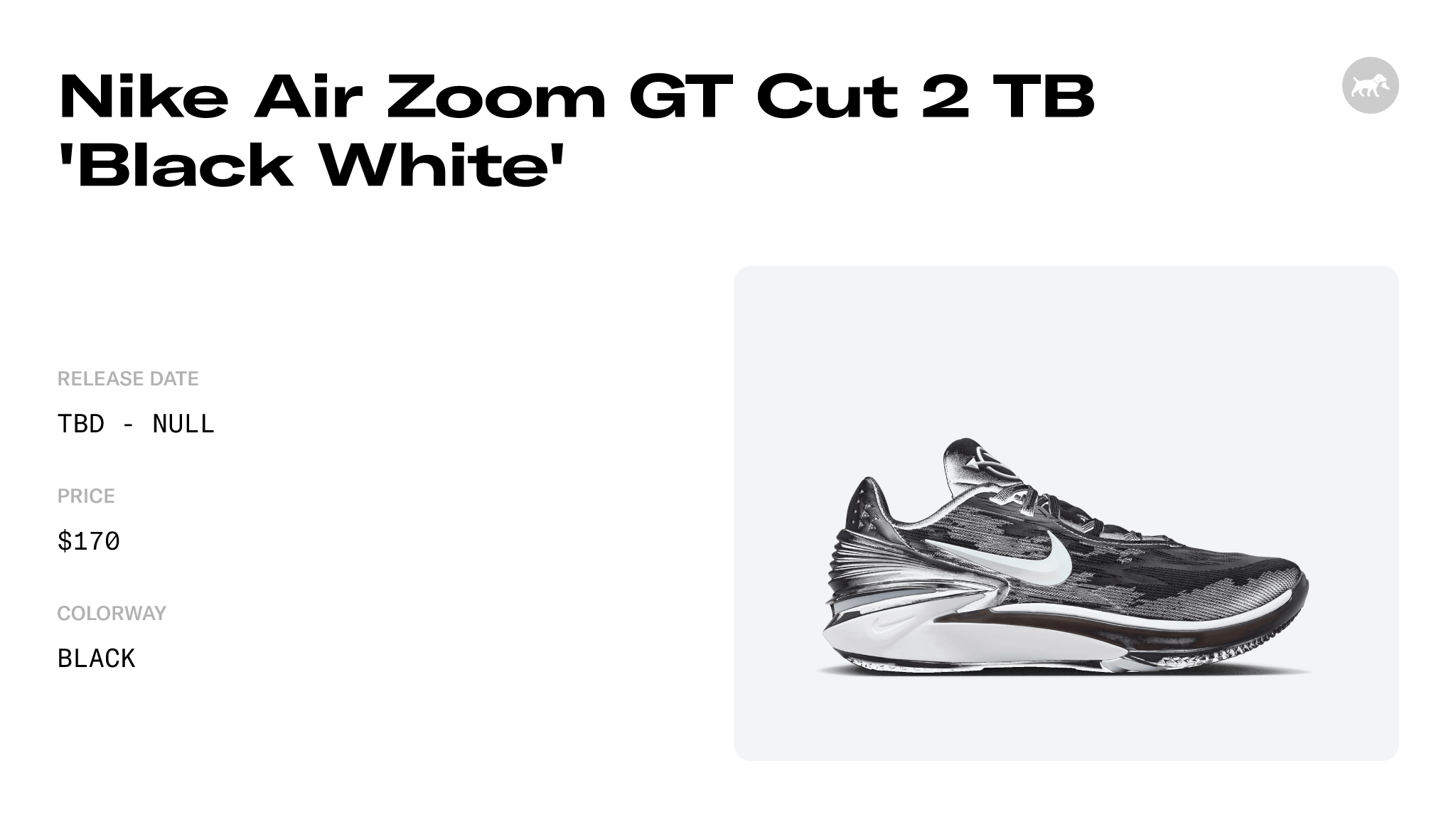 Nike Air Zoom GT Cut 2 TB 'Black White' - DJ6015-006 Raffles and ...