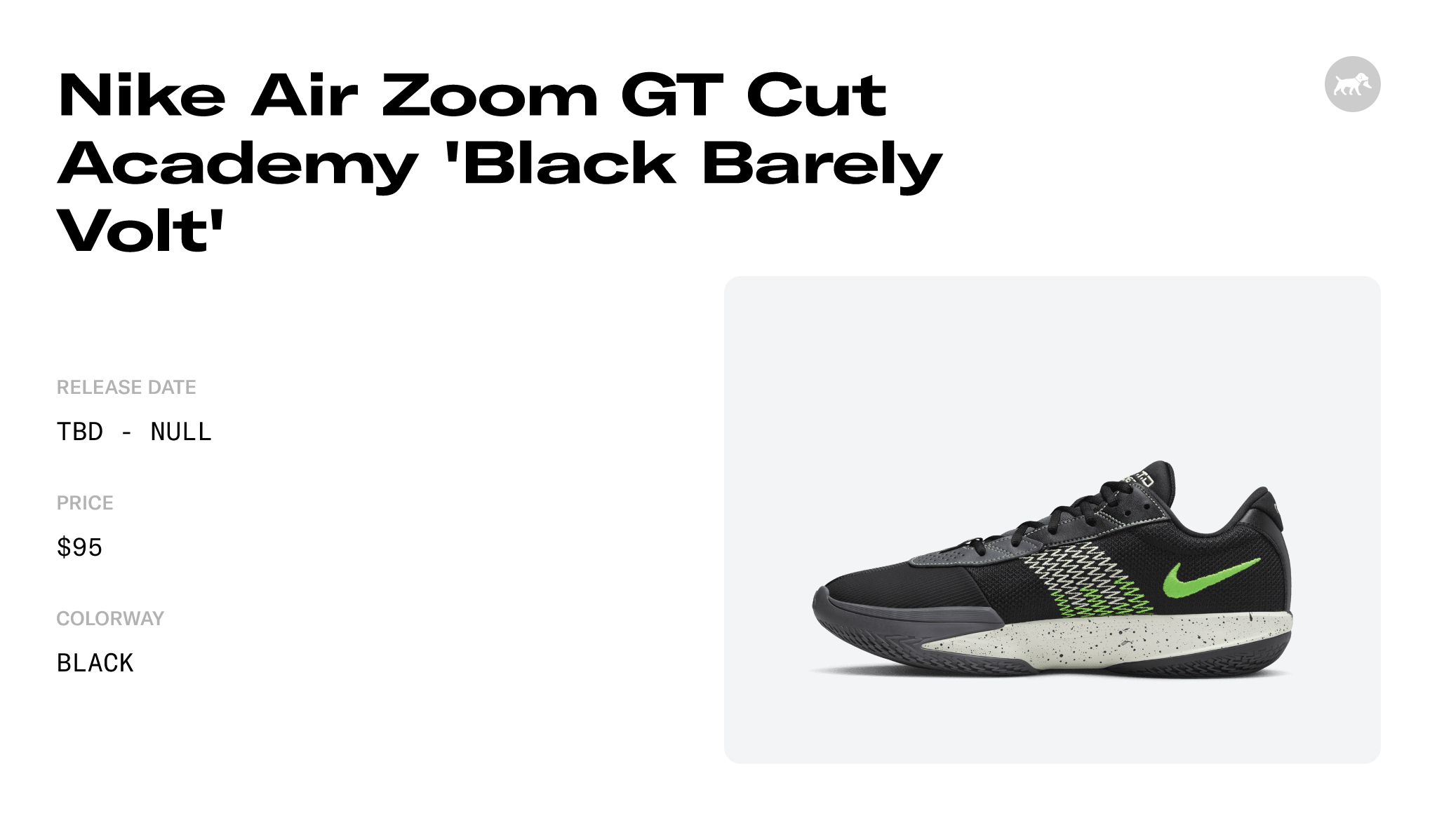 Nike Air Zoom GT Cut Academy 'Black Barely Volt' - FB2599-001 Raffles ...