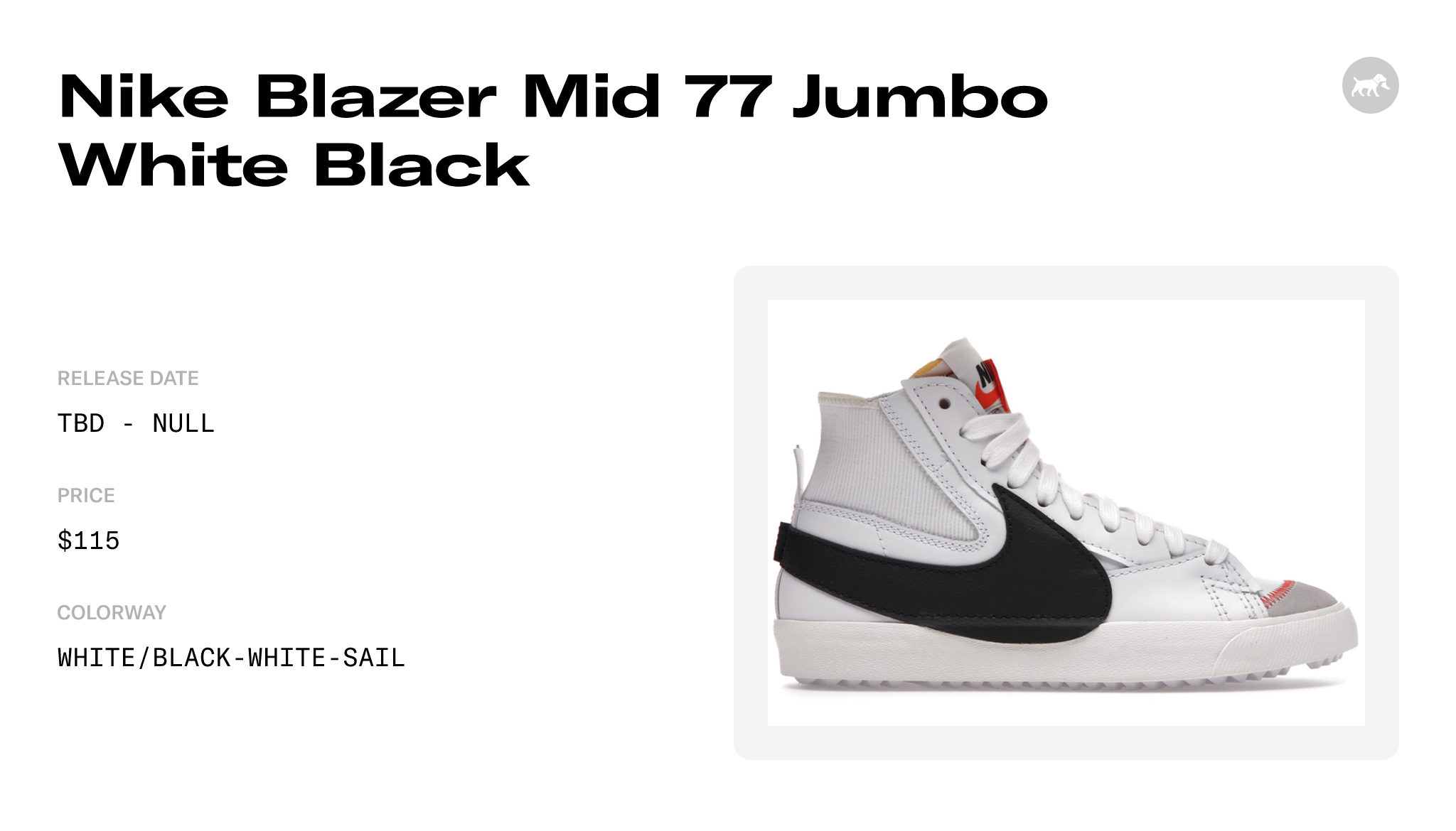 Nike Blazer Mid 77 Jumbo White Black - DD3111-100 Raffles and