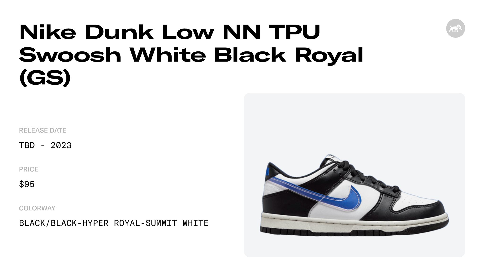 Nike Dunk Low GS Black White Game Royal FD0689-001