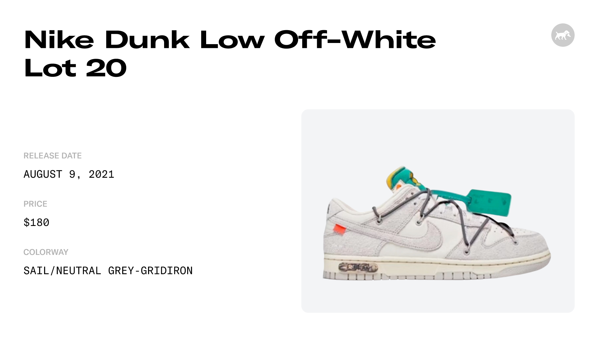 Nike Dunk Low Off-White Lot 20 Men's - DJ0950-115 - US