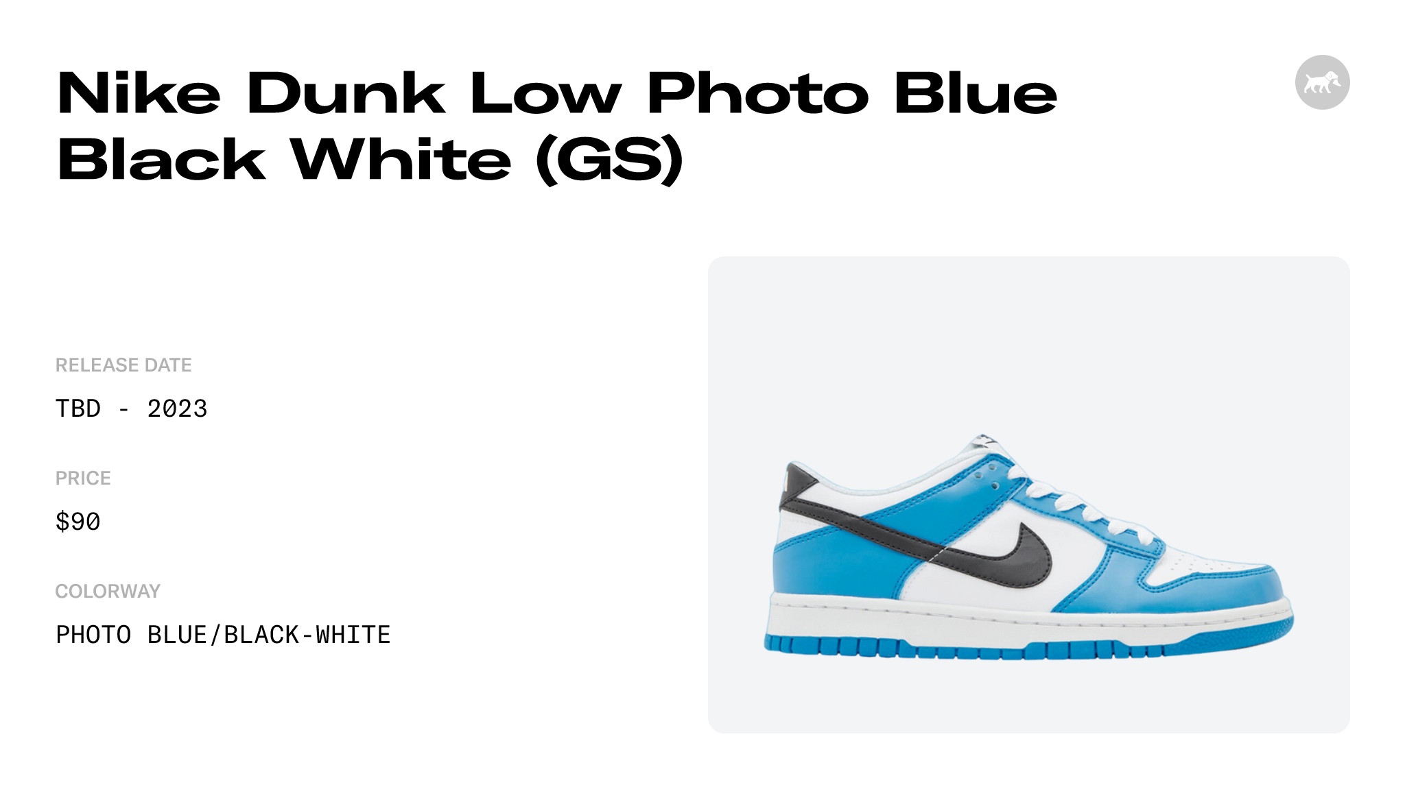 Nike Dunk Low GS Photo Blue Black White FV7021-400