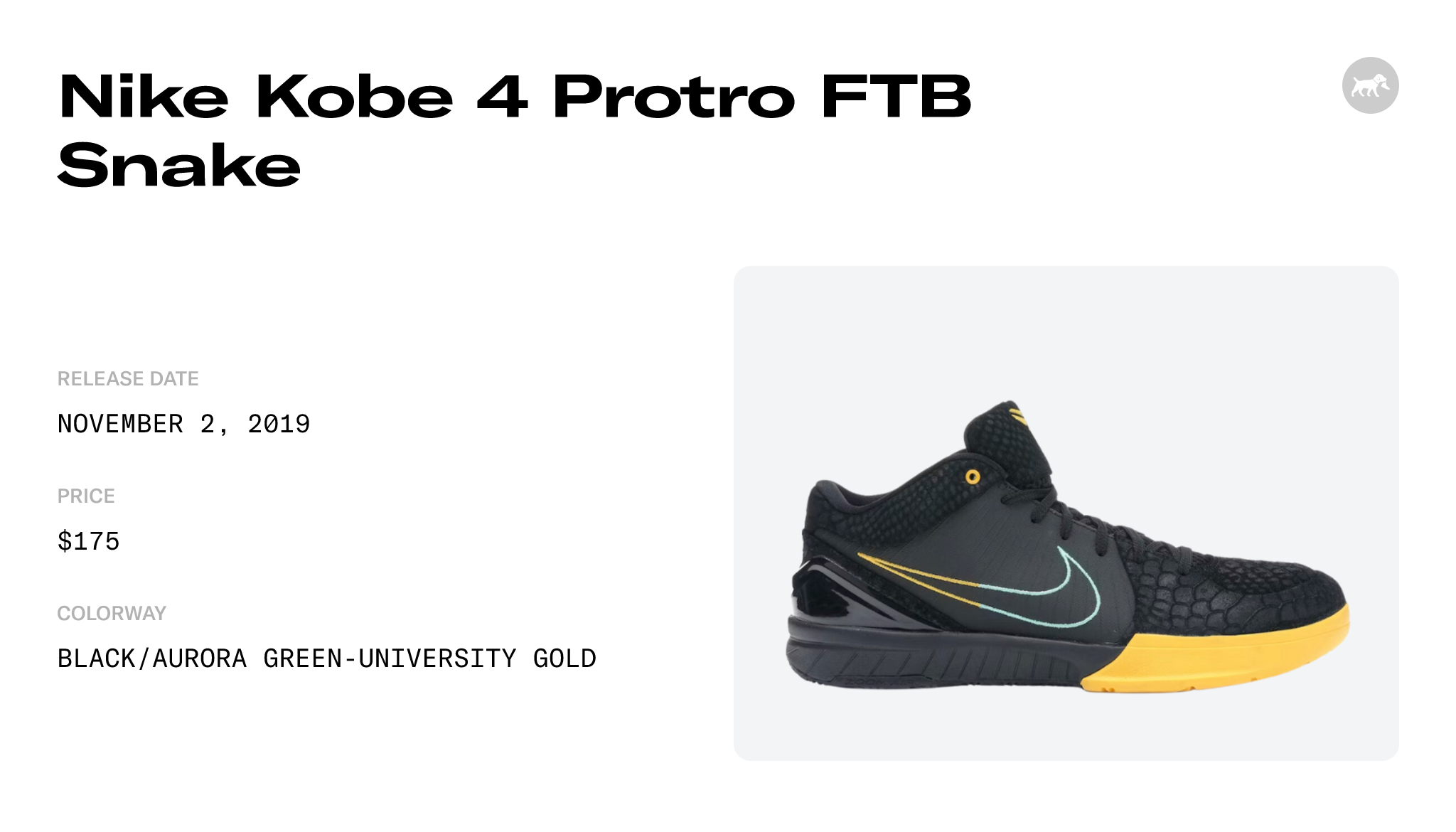 Nike Kobe 4 Protro FTB Snake - AV6339-002 Raffles and Release Date