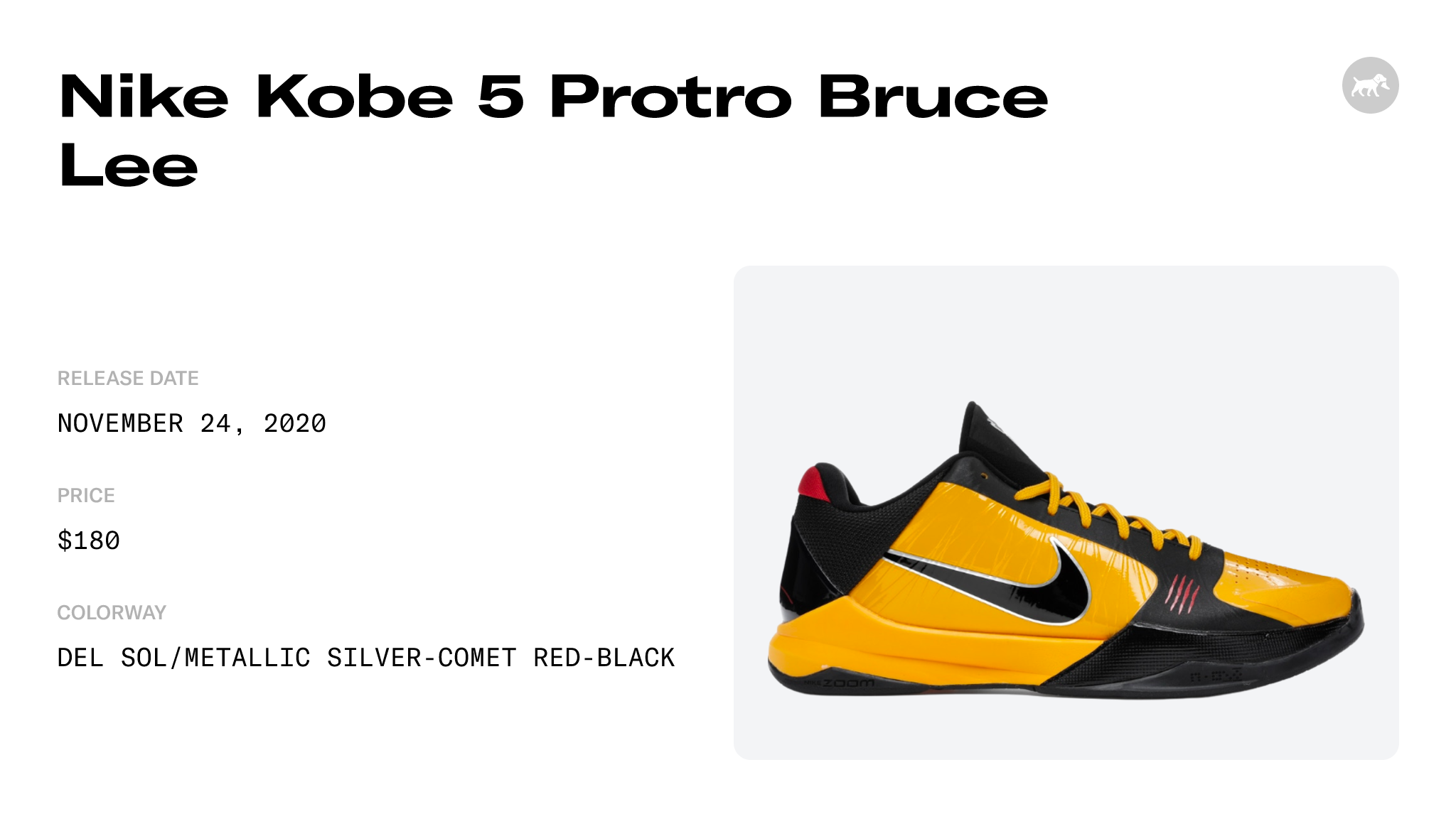 Nike Kobe 5 Protro Bruce Lee - CD4991-700 Raffles and Release Date