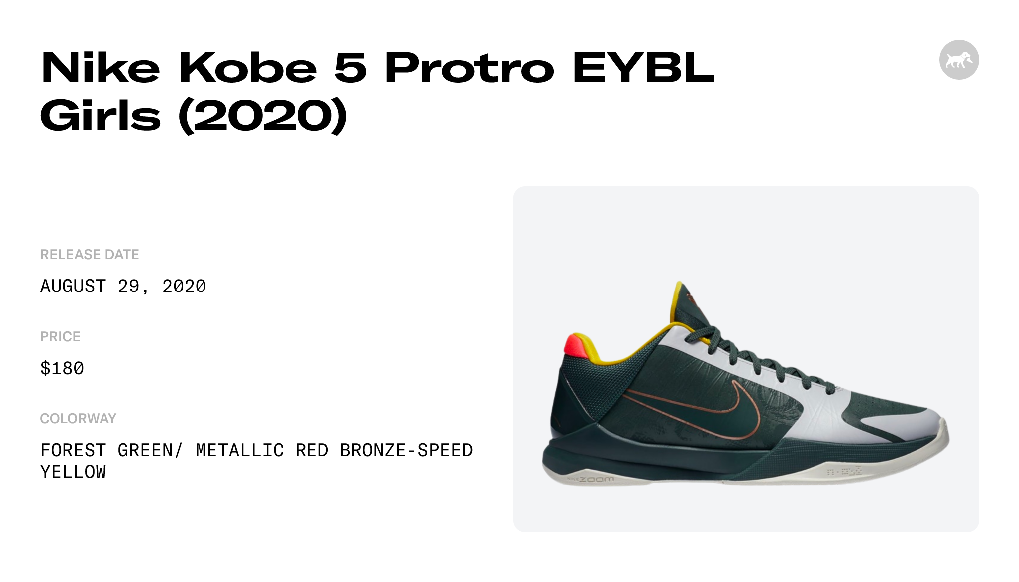 Nike Kobe 5 Protro EYBL Girls (2020) - CD4991-300 Raffles and Release Date