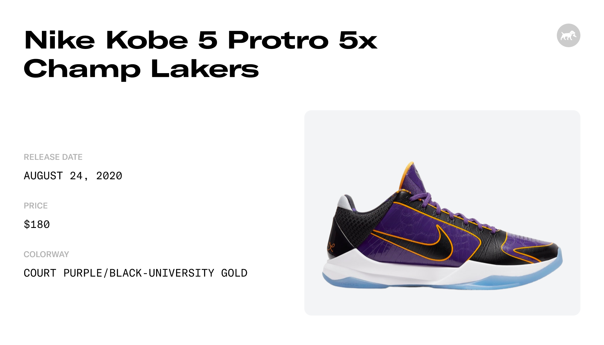 Nike Kobe 5 Protro 5x Champ Lakers - CD4991-500 Raffles and Release Date