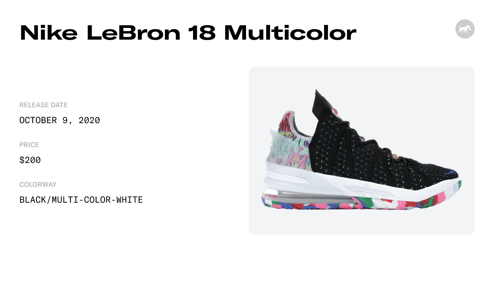 Nike LeBron 18 Multicolor - CQ9283-002/CQ9284-002 Raffles and Release Date