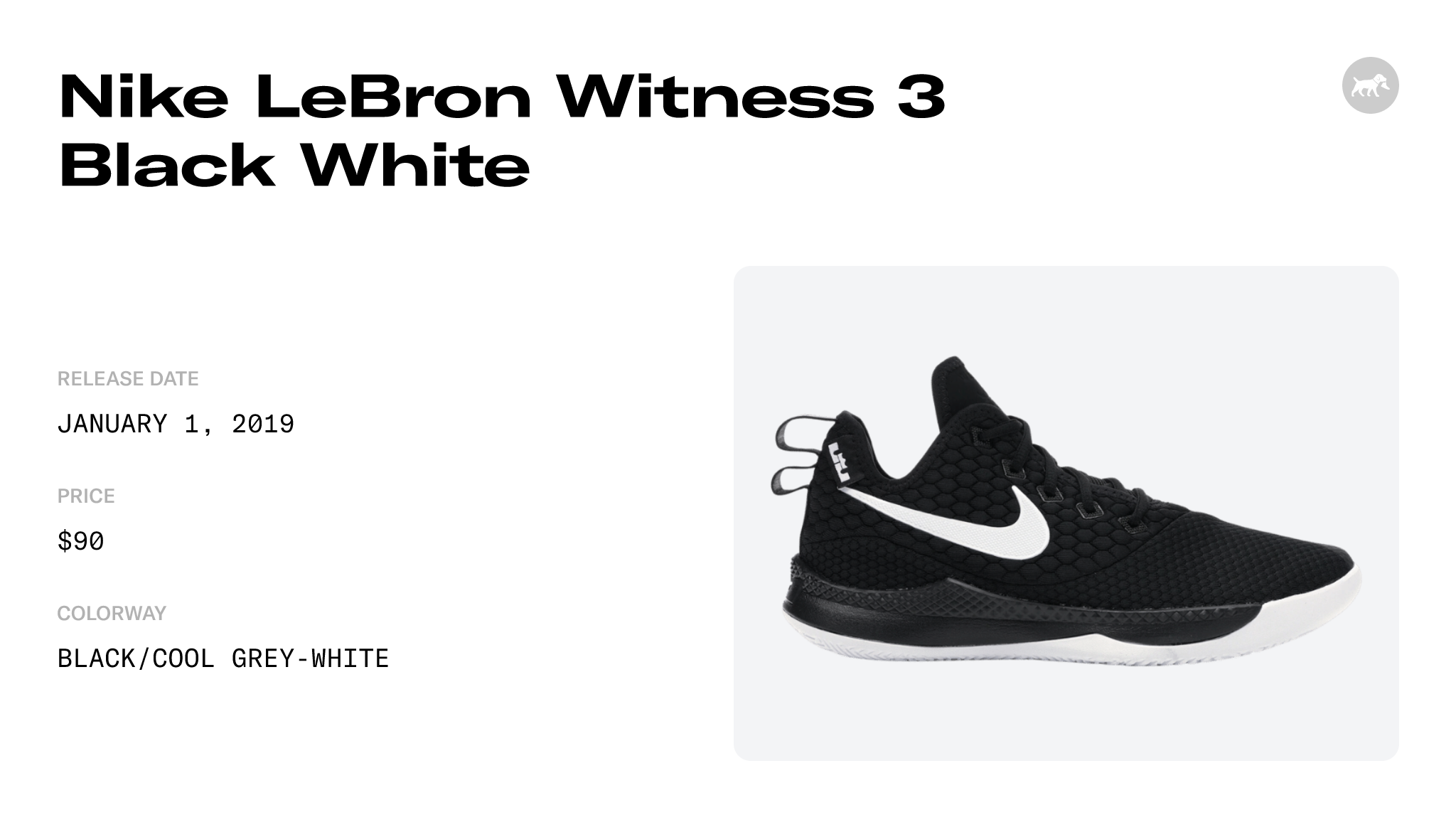 Nike LeBron Witness 3 Black White - AO4433-001 Raffles and Release Date