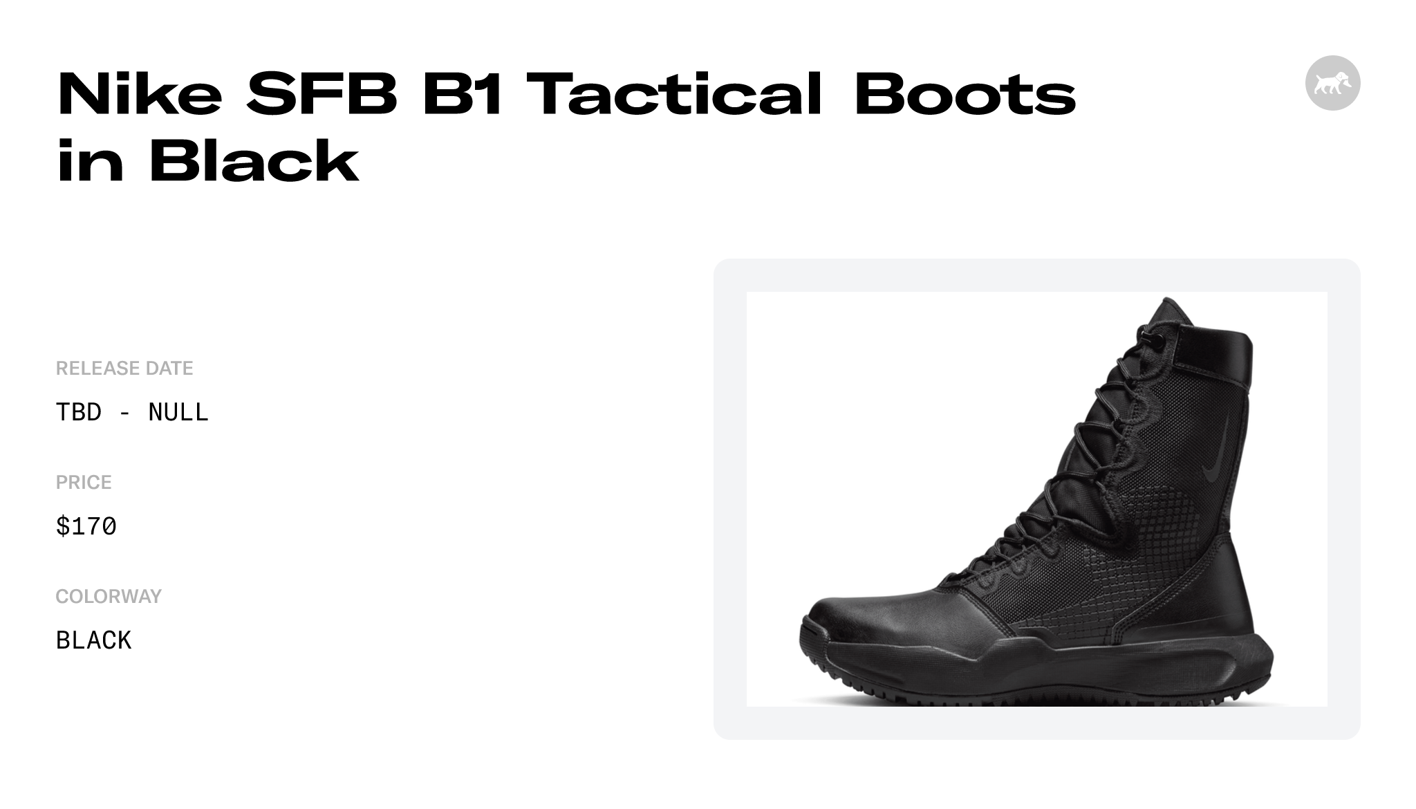 Nike SFB B1 Tactical Boots in Black - DX2117-001 Raffles and Release Date