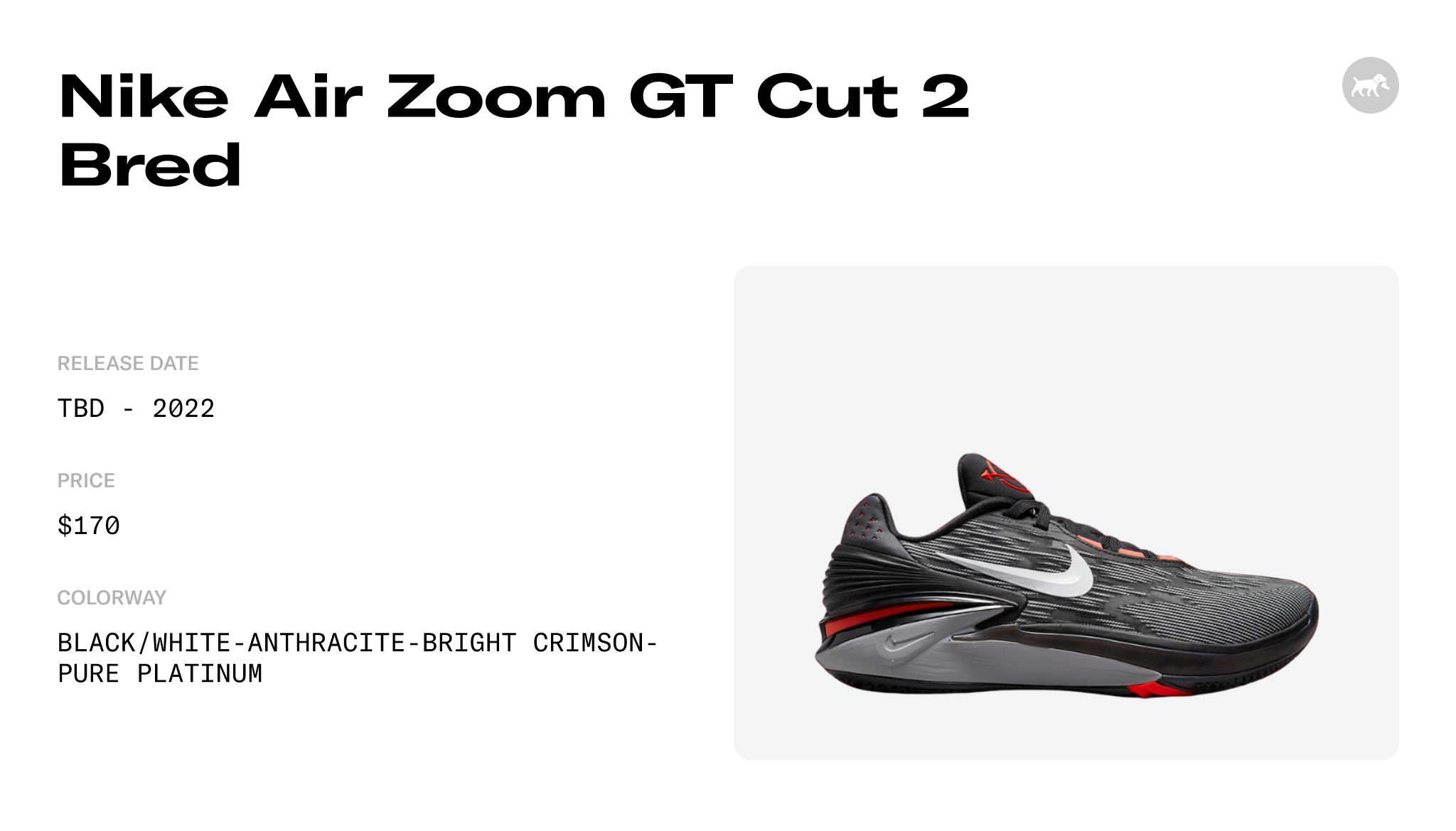 Nike Air Zoom GT Cut 2 Bred - DJ6015-001 Raffles and Release Date
