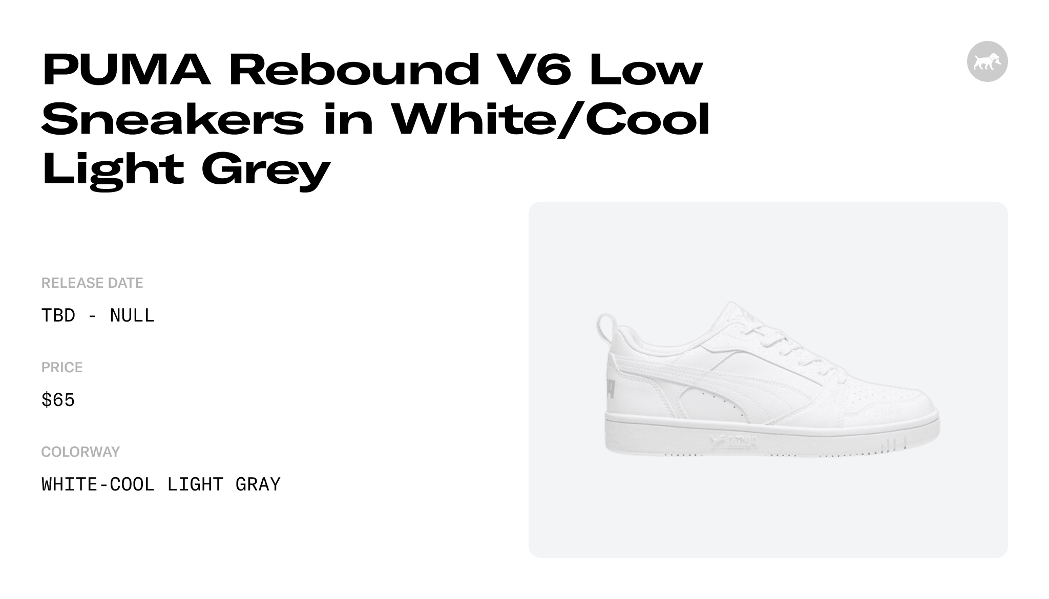 in Low Rebound Date 392328-03 White/Cool - Grey Raffles Sneakers PUMA and V6 Release Light
