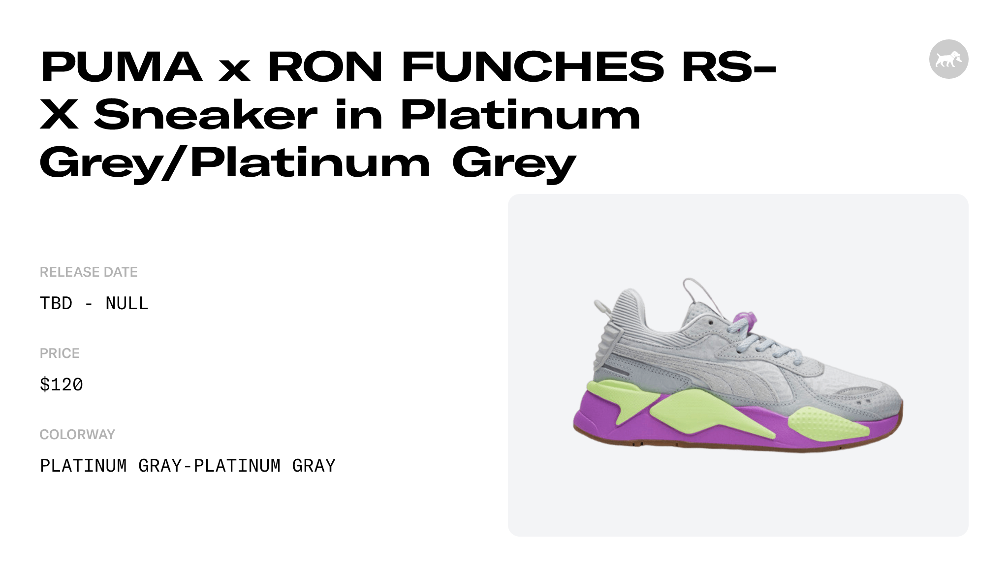 PUMA x RON FUNCHES RS-X Sneaker in Platinum Grey/Platinum Grey - 389161 ...