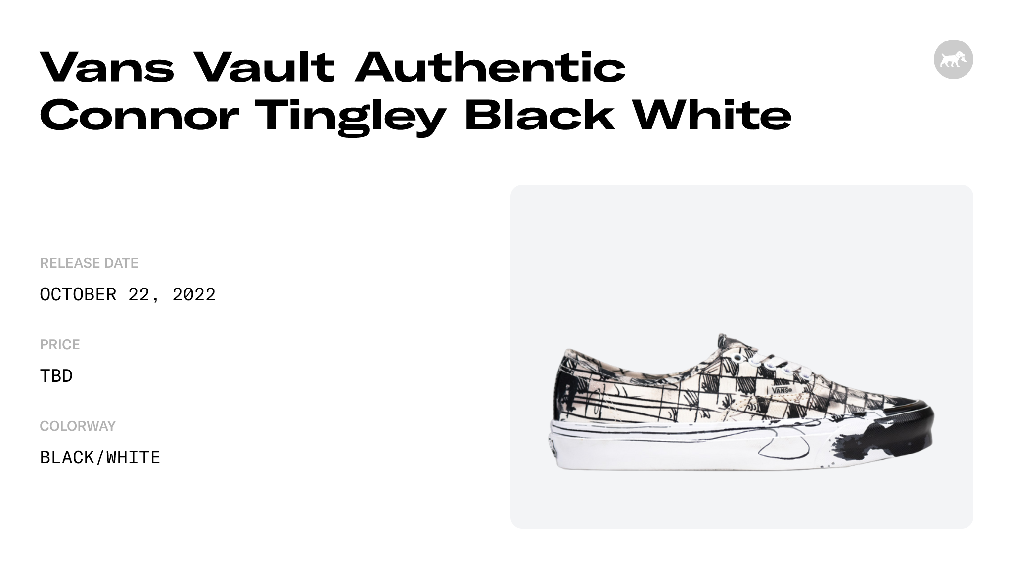 Vans Vault Authentic Connor Tingley Black White Raffles and Release Date